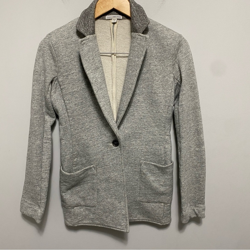 Standard James Perse Blazer Womens 2 Gray Cotton Single Button USA Made WQT2744